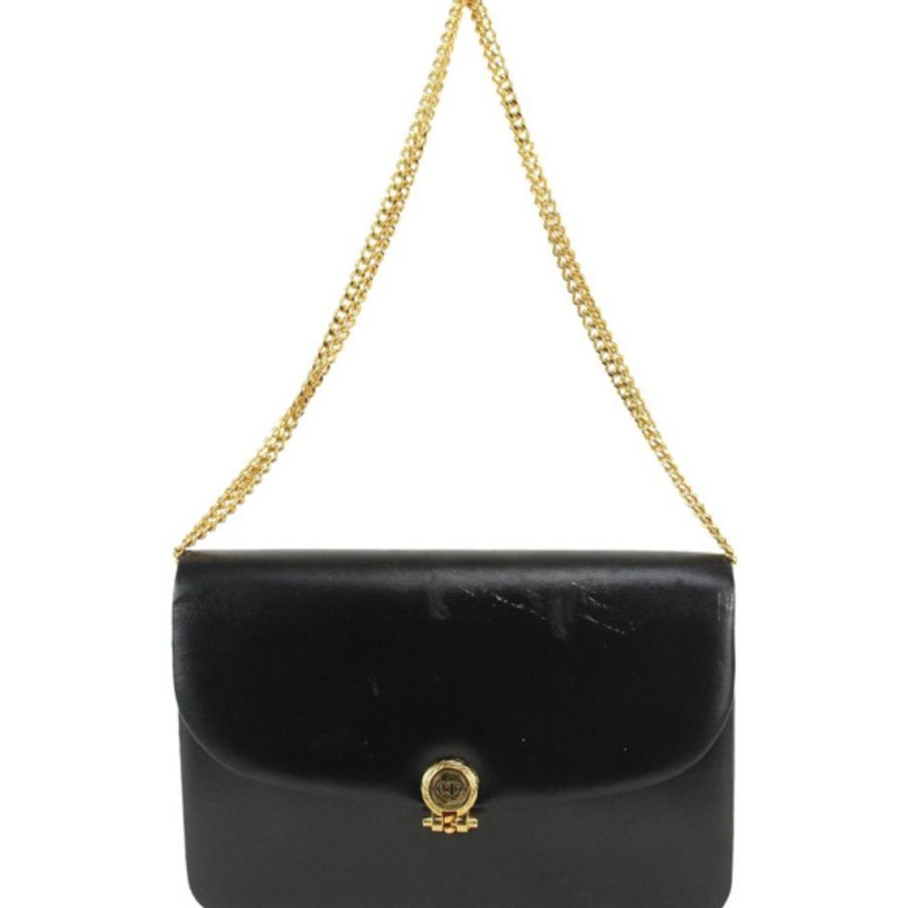 Dior Black Box Calf Leather Flap Chain Bag 827da9